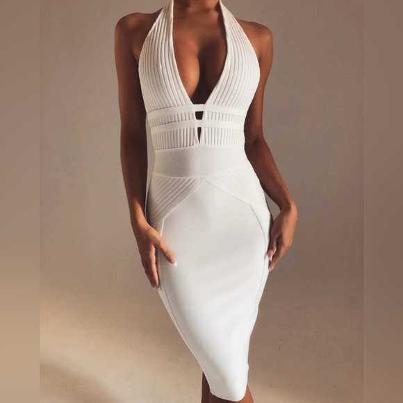 meshki cena plunge halterneck bandage dress - Picture 1 of 5